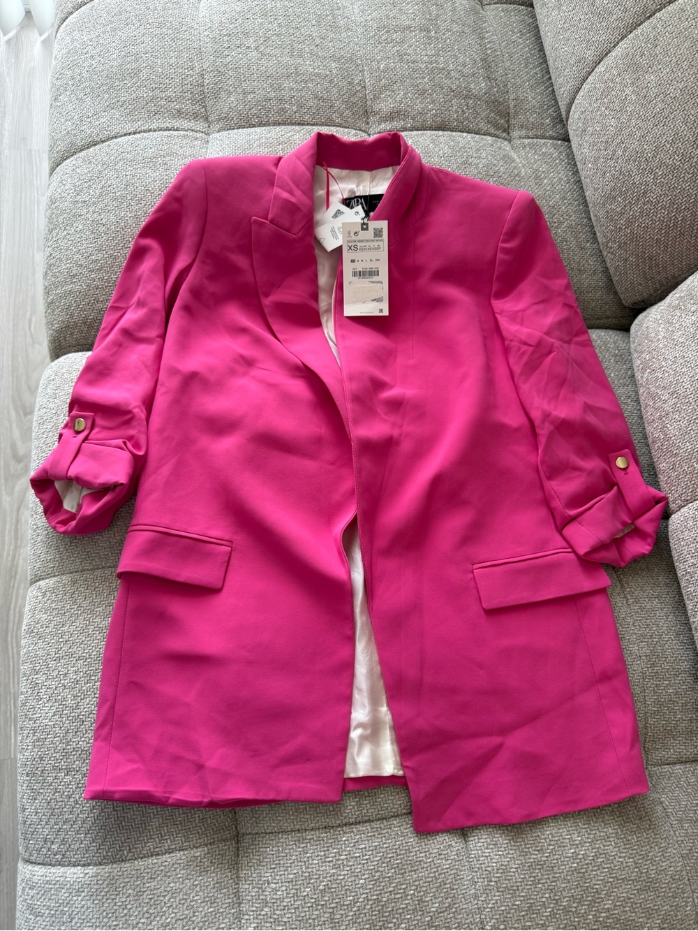 Zara Fuchsia Open-Front Blazer Jacket